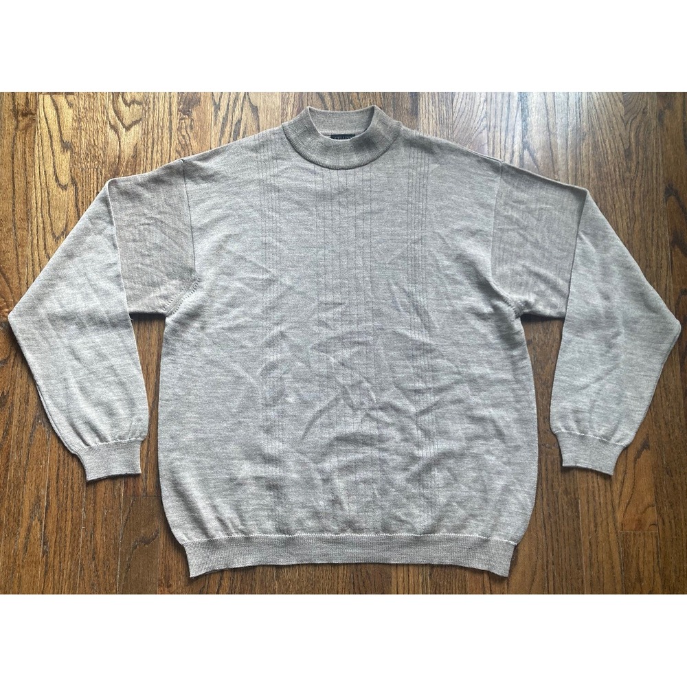 Cellini Sweater Mens Size Large Beige 100% Wool Made In Italy Pullover EUC
